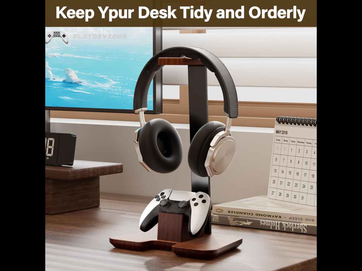 Stylish Headphone & Controller Holder Review Best Wood Controller Stand for Gaming Desk