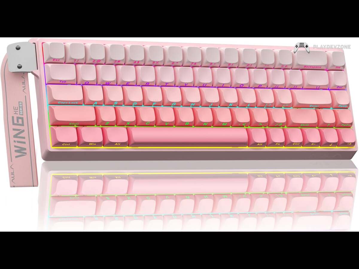 AULA WIN68 HE pink Hall Effect mechanical keyboard with RGB lighting, magnetic switches and 8000Hz polling rate