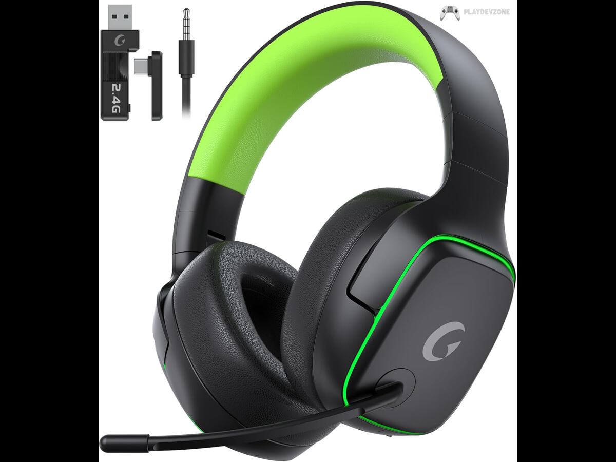 Gvyugke 2.4GHz Wireless Gaming Headsets for PS5, PS4, PC, Black Green Gvyugke 2.4GHz Wireless Gaming Headsets for PS5 PS4 PC Black Green