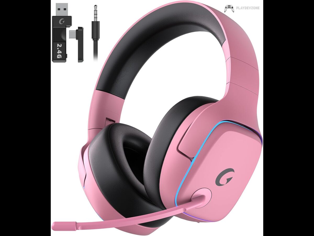 Gvyugke 2.4GHz Wireless Gaming Headsets for PS5, PS4, PC, Switch, BlushPink Gvyugke 2.4GHz Wireless Gaming Headsets for PS5 PS4 PC Switch BlushPink