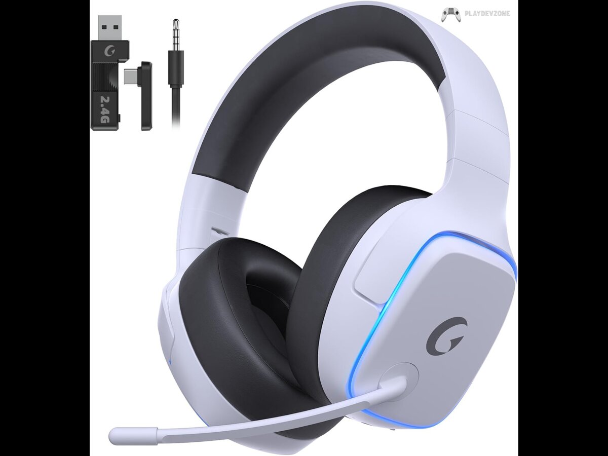 Gvyugke 2.4GHz Wireless Gaming Headsets for PS5, PS4, PC, Switch, White Gvyugke 2.4GHz Wireless Gaming Headsets for PS5 PS4 PC Switch White